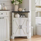 Dcolora Corner Bathroom Cabinet Farmhouse Small Corner Cabinet with Barn Door