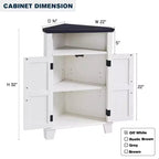 Meuble de salle de bain d'angle de style fermier, petit meuble d'angle avec porte coulissante