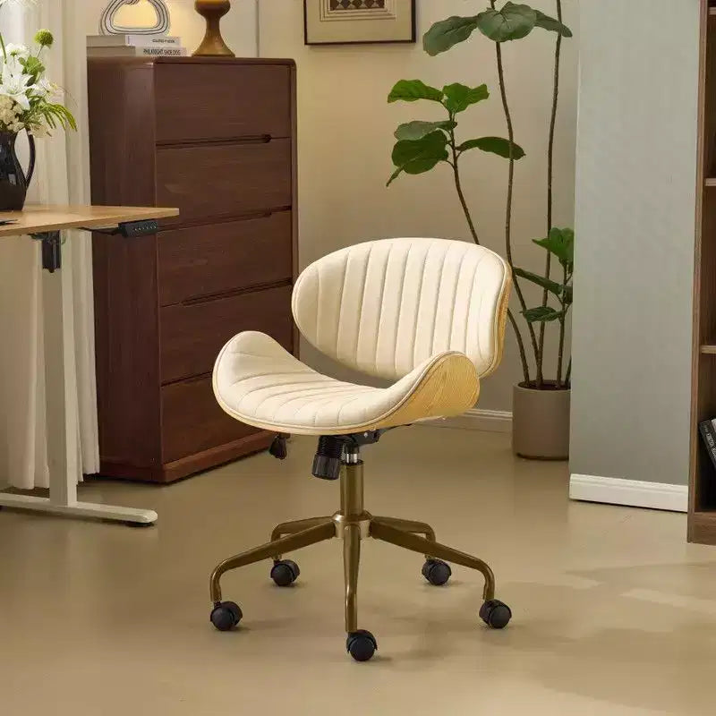 Fauteuil de bureau en PU incurvé avec piètement bronze antique