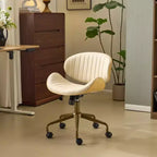 Fauteuil de bureau en PU incurvé avec piètement bronze antique