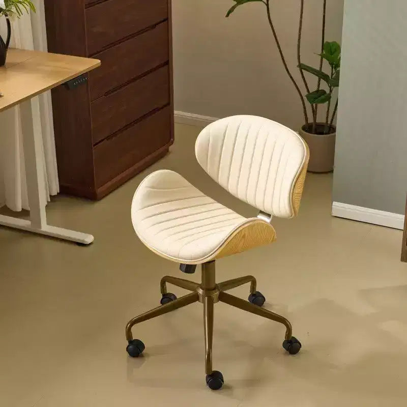 Fauteuil de bureau en PU incurvé avec piètement bronze antique
