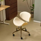 Fauteuil de bureau en PU incurvé avec piètement bronze antique