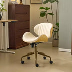 Fauteuil de bureau en PU incurvé avec piètement bronze antique