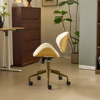 Fauteuil de bureau en PU incurvé avec piètement bronze antique