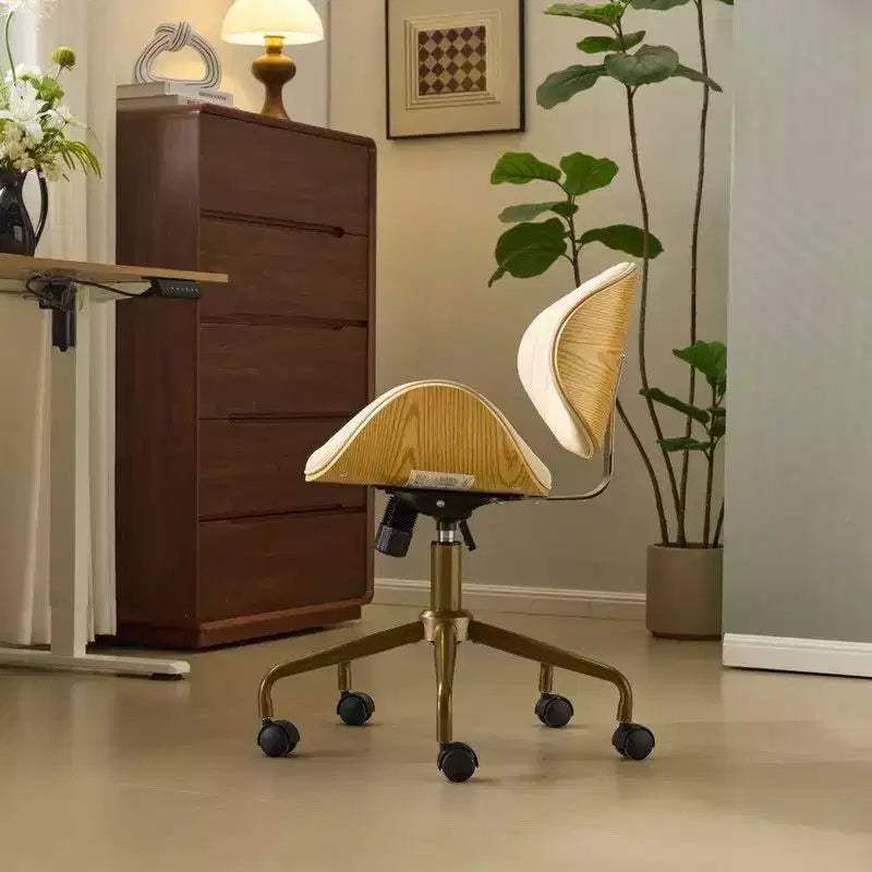 Fauteuil de bureau en PU incurvé avec piètement bronze antique