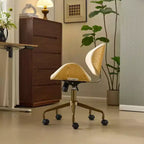 Fauteuil de bureau en PU incurvé avec piètement bronze antique