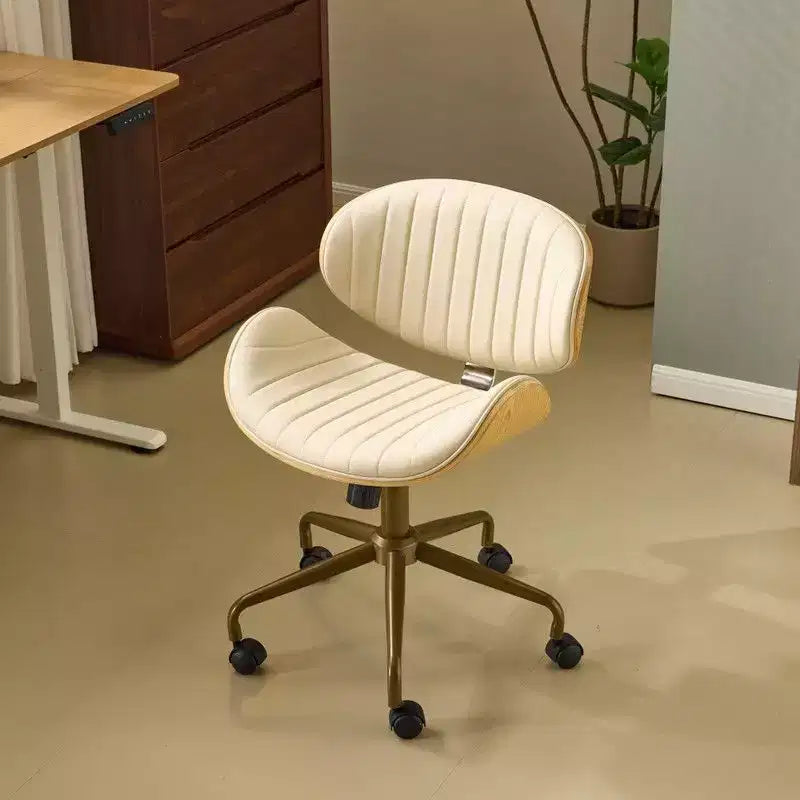 Fauteuil de bureau en PU incurvé avec piètement bronze antique