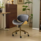 Fauteuil de bureau en PU incurvé avec piètement bronze antique