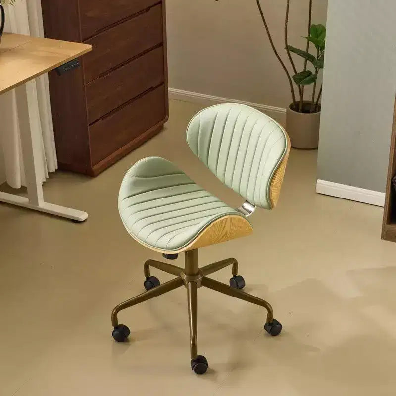 Fauteuil de bureau en PU incurvé avec piètement bronze antique
