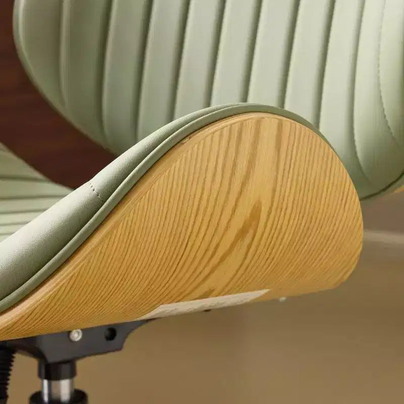 Fauteuil de bureau en PU incurvé avec piètement bronze antique