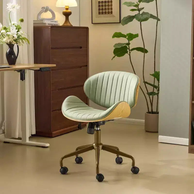 Fauteuil de bureau en PU incurvé avec piètement bronze antique