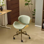 Fauteuil de bureau en PU incurvé avec piètement bronze antique