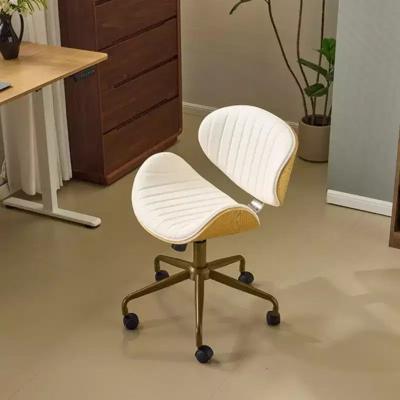 Fauteuil de bureau en PU incurvé avec piètement bronze antique