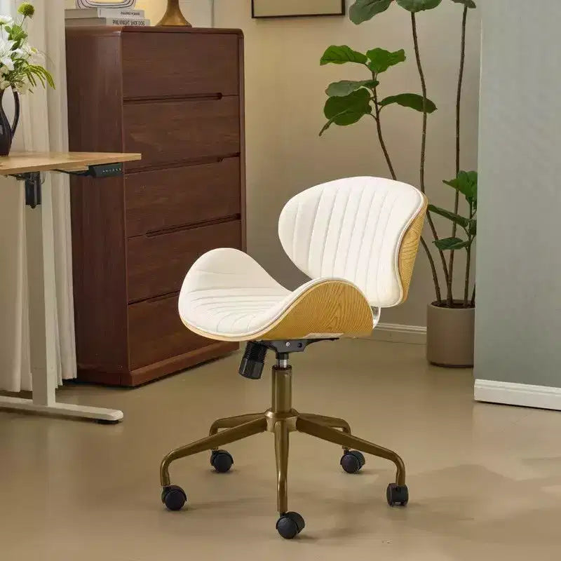 Fauteuil de bureau en PU incurvé avec piètement bronze antique