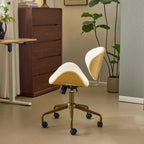 Fauteuil de bureau en PU incurvé avec piètement bronze antique