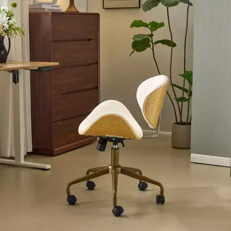 Fauteuil de bureau en PU incurvé avec piètement bronze antique