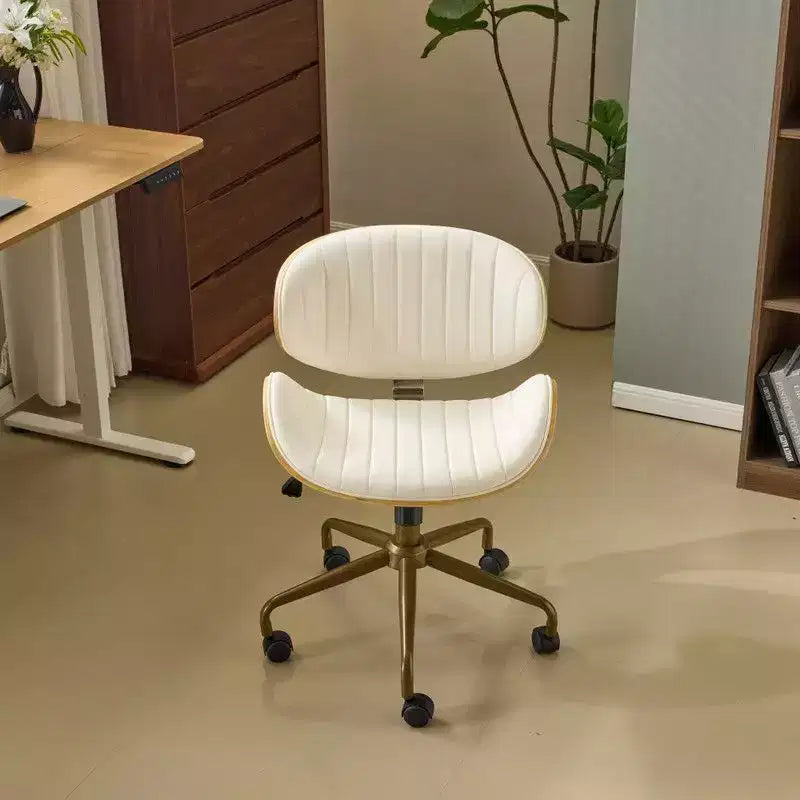 Fauteuil de bureau en PU incurvé avec piètement bronze antique