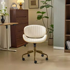 Fauteuil de bureau en PU incurvé avec piètement bronze antique