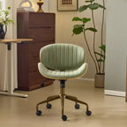 Fauteuil de bureau en PU incurvé avec piètement bronze antique