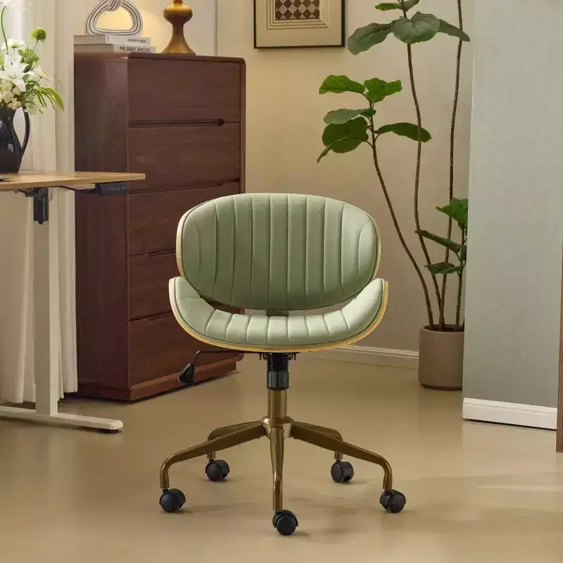 Fauteuil de bureau en PU incurvé avec piètement bronze antique