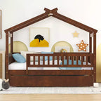 Lit Cabane avec Lit Gigogne Style Montessori avec Barrières de Sécurité
