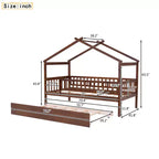 Lit Cabane avec Lit Gigogne Style Montessori avec Barrières de Sécurité