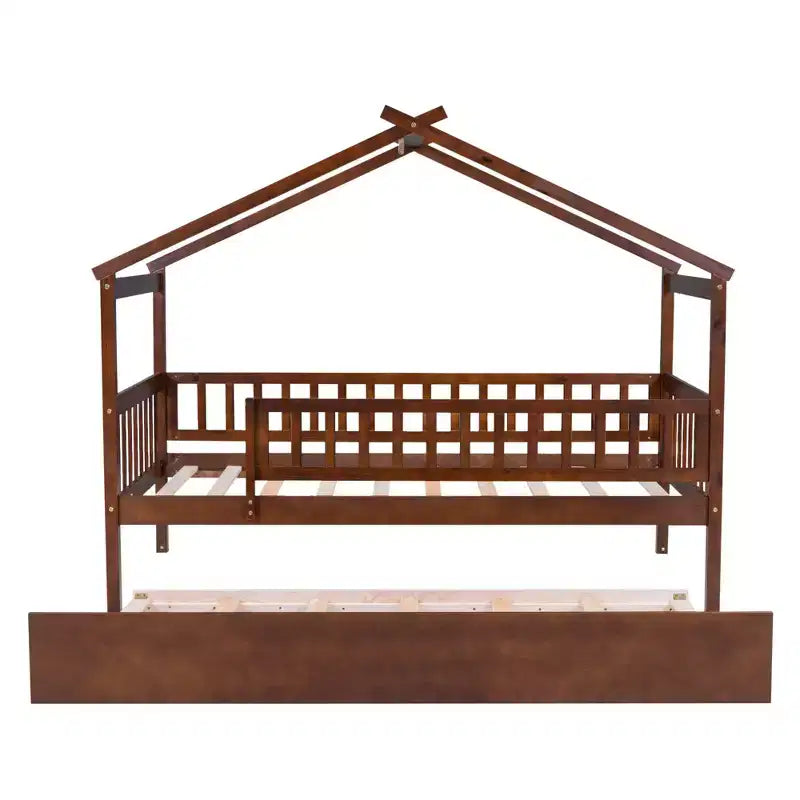 Lit Cabane avec Lit Gigogne Style Montessori avec Barrières de Sécurité