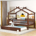 Lit Cabane avec Lit Gigogne Style Montessori avec Barrières de Sécurité