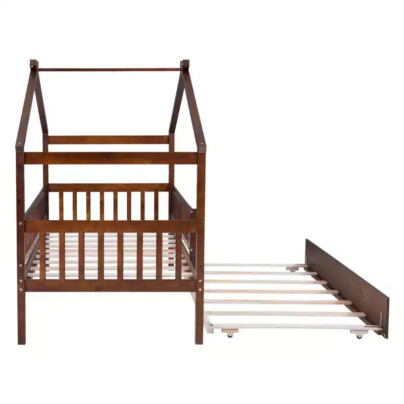 Lit Cabane avec Lit Gigogne Style Montessori avec Barrières de Sécurité