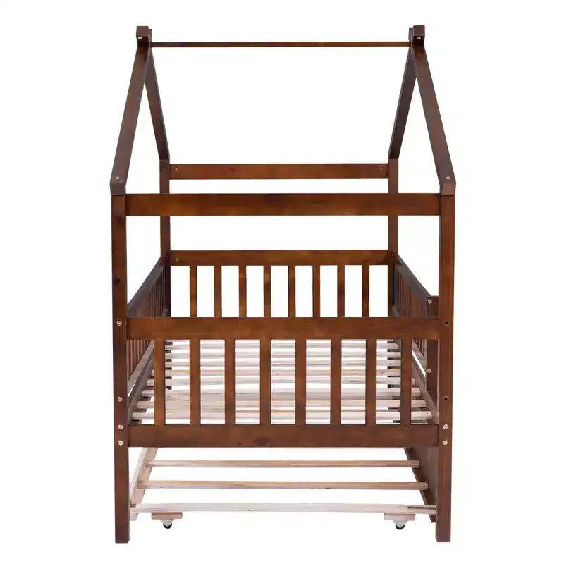 Lit Cabane avec Lit Gigogne Style Montessori avec Barrières de Sécurité