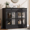 Kitchen Storage Cabinet 2 Glass Door Buffet Sideboard with a Large Storage Drawer with Adjustable Shelf for Dining Room Kitchen Entryway