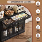 Meuble de Rangement de Cuisine Buffet 2 Portes Vitrées