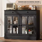 Meuble de Rangement de Cuisine Buffet 2 Portes Vitrées