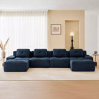 Canapé modulaire moderne en U en velours côtelé avec 2 poufs mobiles