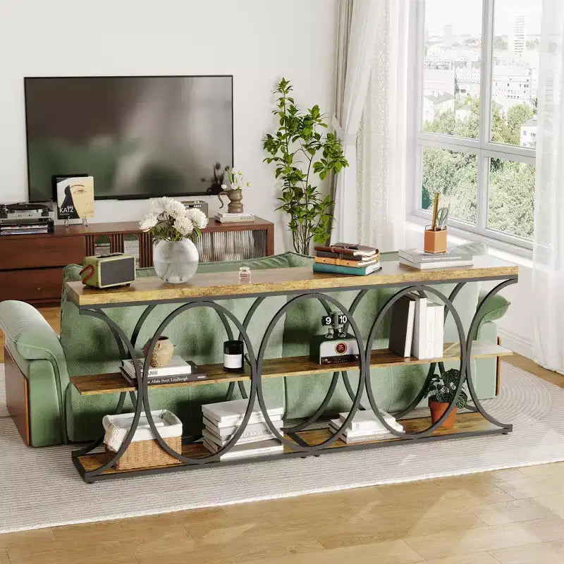 Table d'entrée industrielle, console à 3 niveaux, table de canapé
