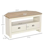 Meuble TV d'angle moderne en bois avec tiroirs et étagère ouverte