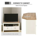 Meuble TV d'angle moderne en bois avec tiroirs et étagère ouverte