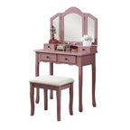 Sanlo Wooden Vanity Make Up Table and Stool Set Rose Gold