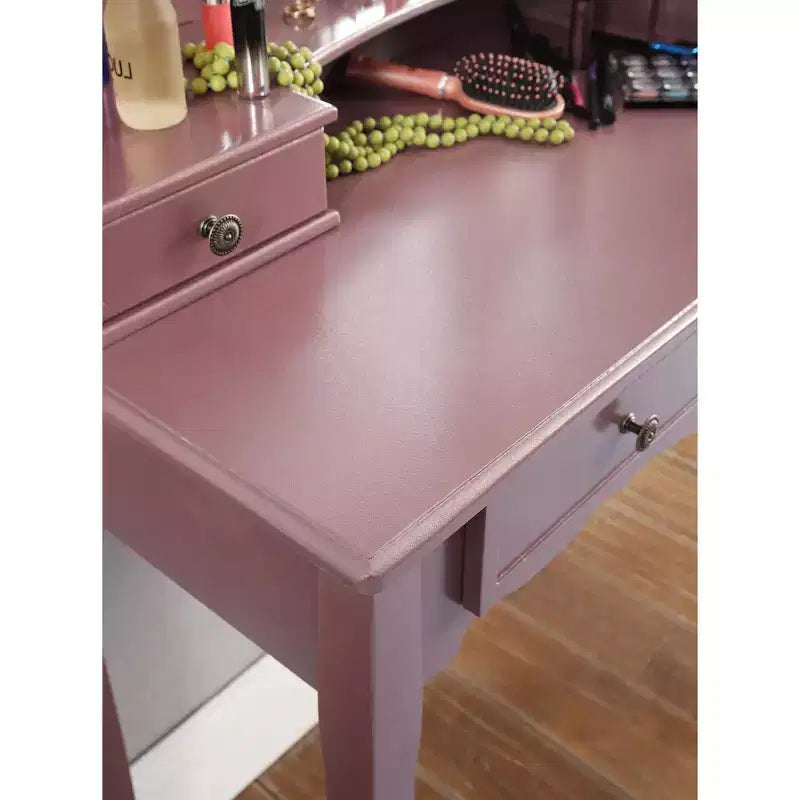 Table de maquillage et tabouret en bois or rose