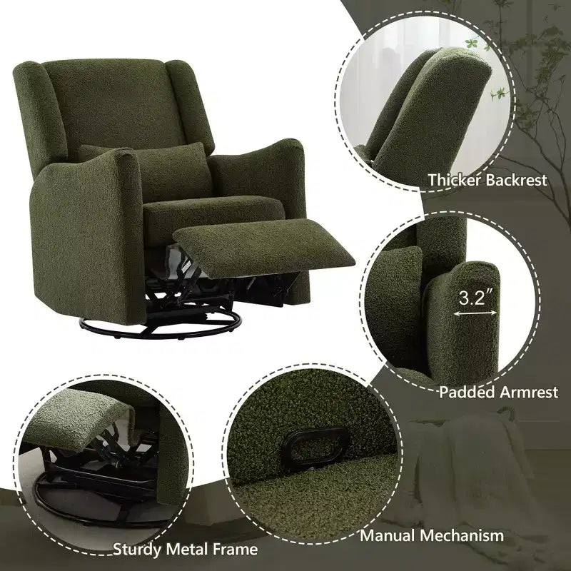 Fauteuil inclinable pivotant moderne Wingback Glider