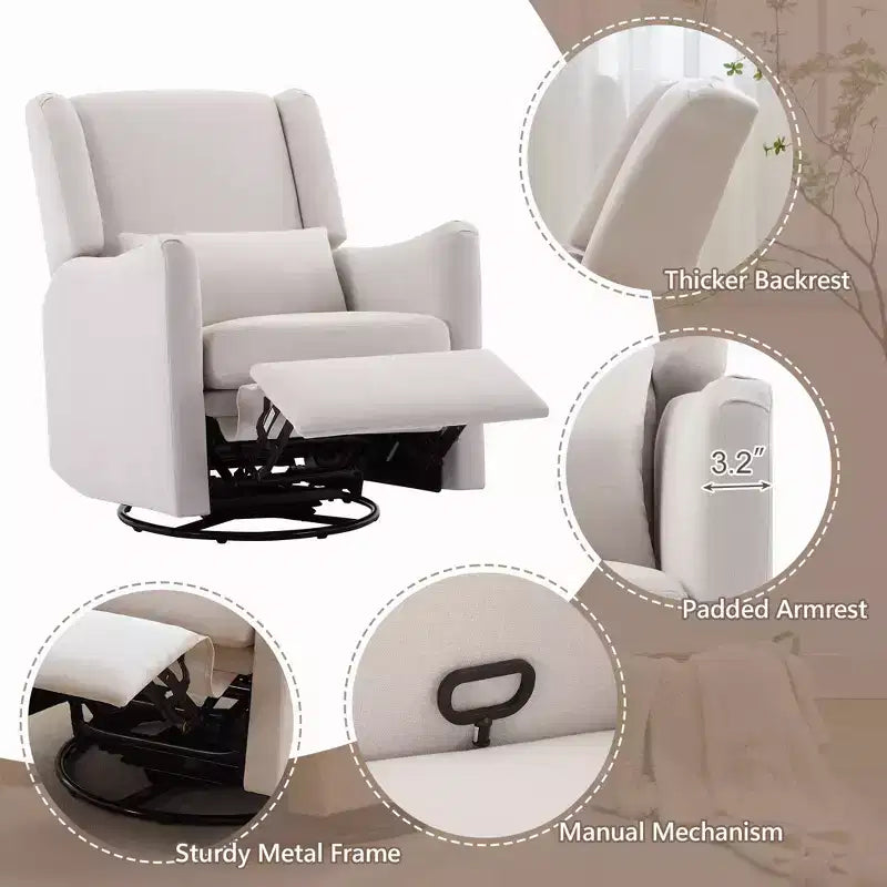 Fauteuil inclinable pivotant moderne Wingback Glider