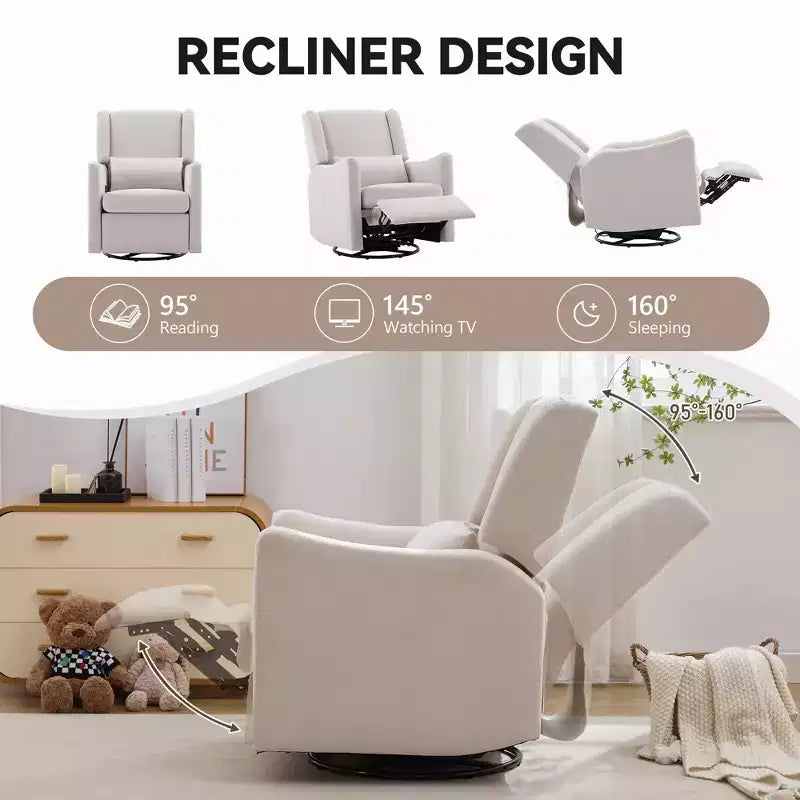 Fauteuil inclinable pivotant moderne Wingback Glider