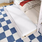 Lit superposé double sur double de style moderne campagnard avec escalier et lit gigogne