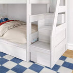 Lit superposé double sur double de style moderne campagnard avec escalier et lit gigogne