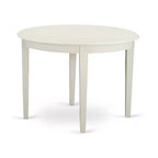 Table à manger ronde en bois massif, finition blanc lin