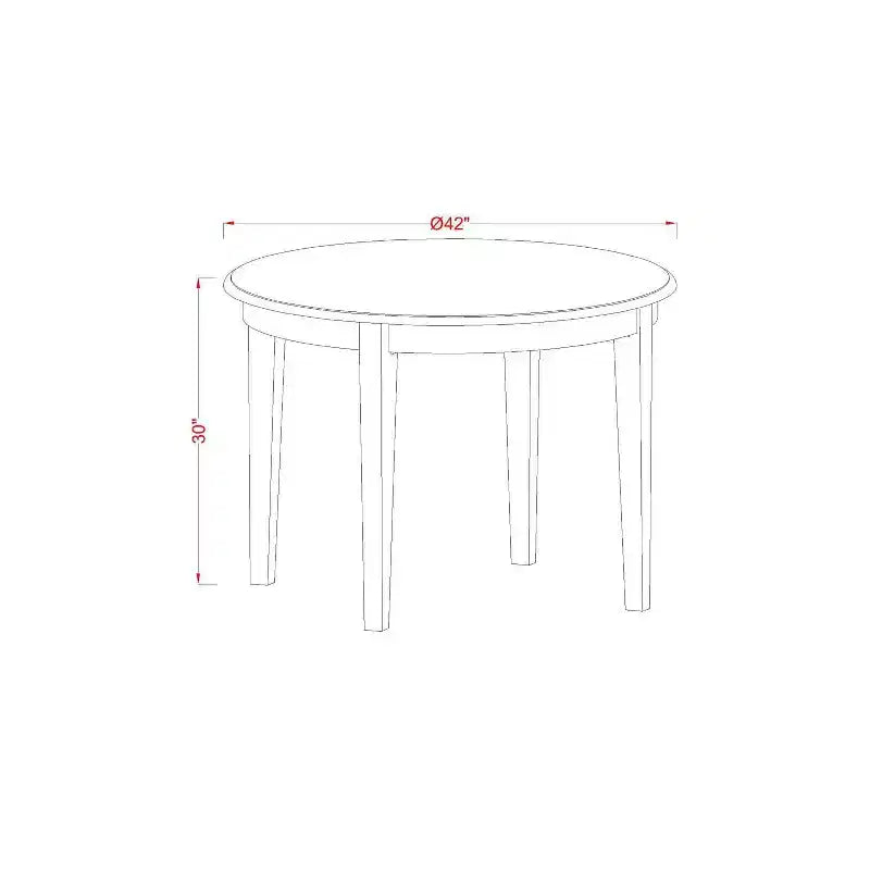 Table à manger ronde en bois massif, finition blanc lin