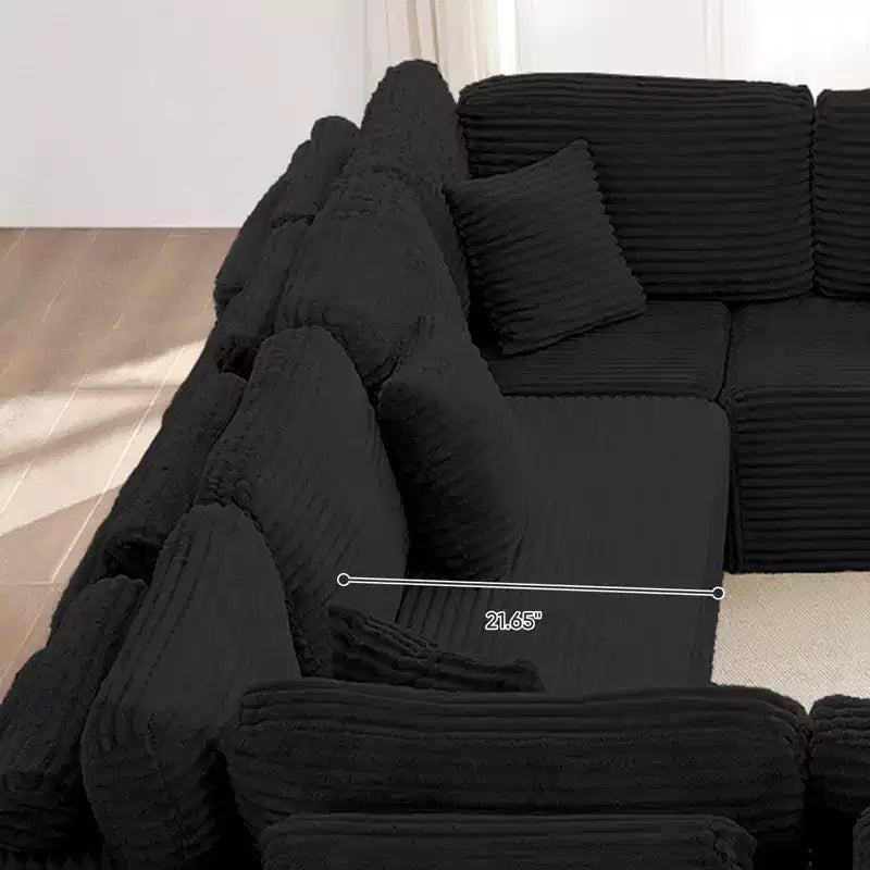 Canapé modulaire en velours côtelé en U moderne 7 places avec sièges profonds