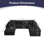 Canapé modulaire en velours côtelé en U moderne 7 places avec sièges profonds
