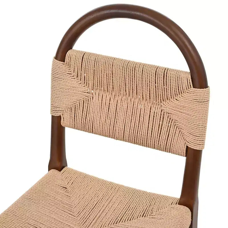 Chaises de salle à manger rustiques en bois d'hévéa tressé