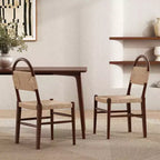 Chaises de salle à manger rustiques en bois d'hévéa tressé
